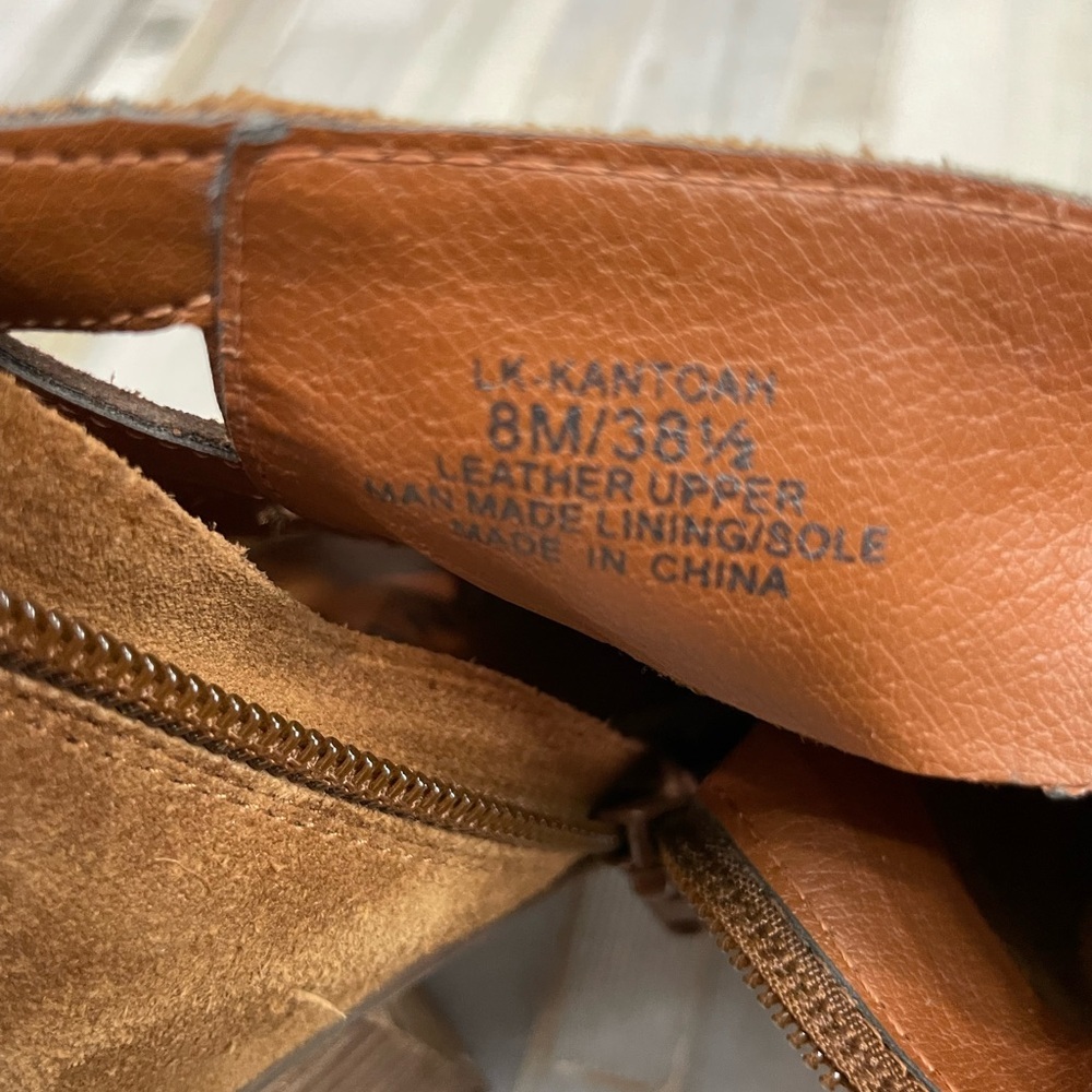 Lucky Brand peep-toe booties with cutouts in brown tan suede size 8 - Picture 14 of 15